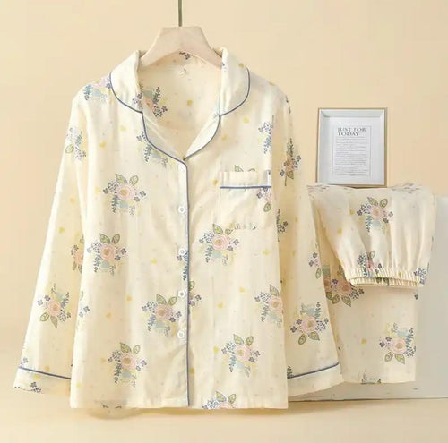 Anyaa Floral Nightsuit In Beige