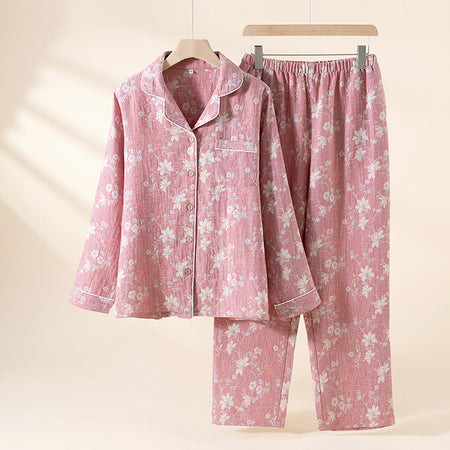 Aquila Floral Printed Nightsuit - flat-lay product shot, rose pink floral - Miss Mosa By Akanksha