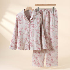 Aquila Floral Printed Nightsuit - flat-lay product shot, off-white floral - Miss Mosa By Akanksha