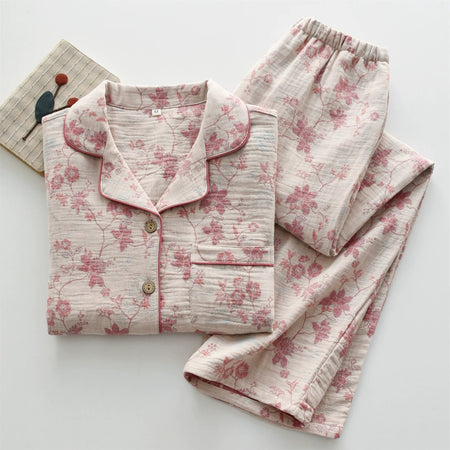 Aquila Floral Printed Nightsuit - folded flat-lay product shot, off-white floral - Miss Mosa By Akanksha