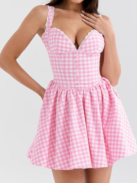 Araceli Luxe Summer Dress In Pink - front shot on model - Miss Mosa By Akanksha