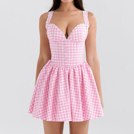 Araceli Luxe Summer Dress In Pink - front shot on model - Miss Mosa By Akanksha