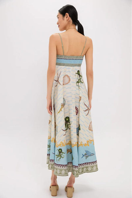 Aralia Printed Summer Dress In Off-White - back shot on model - Miss Mosa By Akanksha