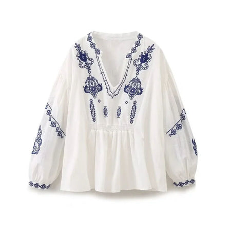 Ari Embroidered Summer Top In White - flat-lay product shot of top - Miss Mosa By Akanksha