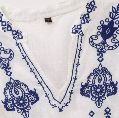 Ari Embroidered Summer Top In White
