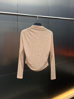 Aria Embellished Party Top - back shot on hanger, beige - Miss Mosa By Akanksha