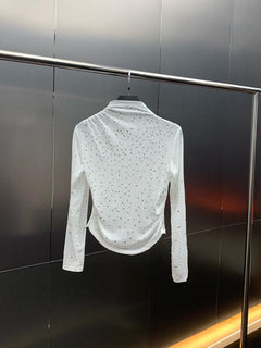 Aria Embellished Party Top - back shot on hanger, white - Miss Mosa By Akanksha
