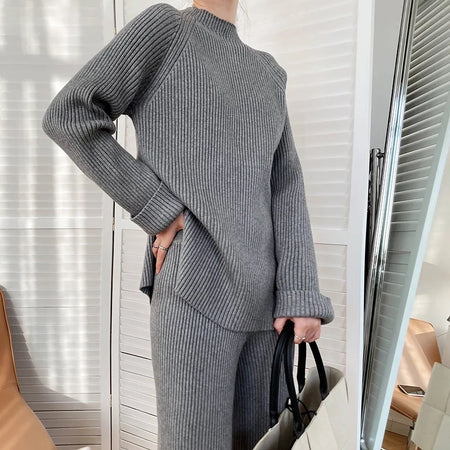 Aria Premium Winter Coords - Tracksuits - side shot on model, grey - Miss Mosa By Akanksha
