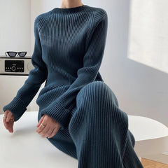 Aria Premium Winter Coords - Tracksuits - front shot on model seated, blue - Miss Mosa By Akanksha