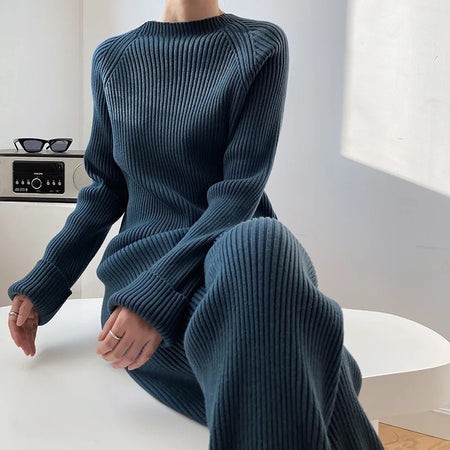 Aria Premium Winter Coords - Tracksuits - front shot on model seated, blue - Miss Mosa By Akanksha