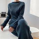 Aria Premium Winter Coords - Tracksuits - front shot on model seated, blue - Miss Mosa By Akanksha