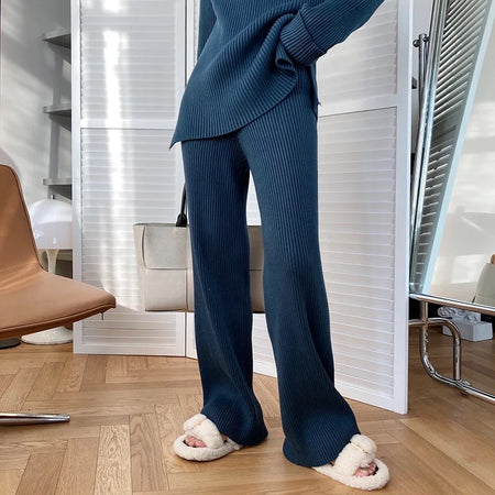Aria Premium Winter Coords - Tracksuits - close-up of pants on model, blue - Miss Mosa By Akanksha