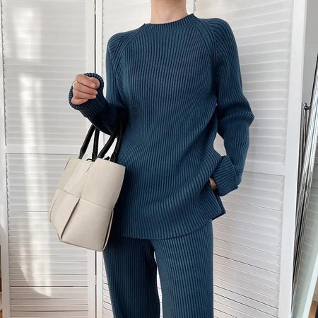 Aria Premium Winter Coords - Tracksuits - front shot on model, blue - Miss Mosa By Akanksha