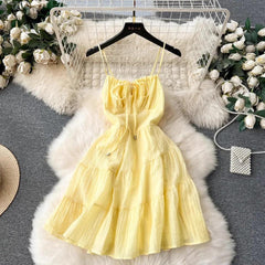 Arizona Summer Holiday Dress - styled flat-lay shot, yellow - Miss Mosa By Akanksha