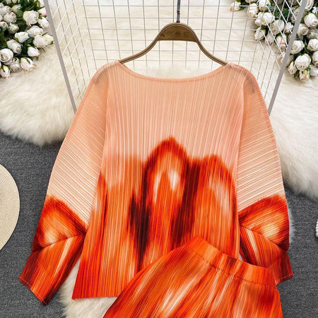 Arleth Crinkled Summer Coord - front shot on hanger, orange - Miss Mosa By Akanksha