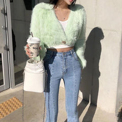 Arlo Cropped Jumpers - front shot on model, green - Miss Mosa By Akanksha