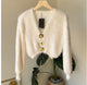 Arlo Cropped Jumpers - hanging product shot, cream - Miss Mosa By Akanksha