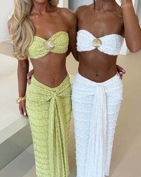Aroma Summer Coord Set-Resortwear In White - full-length front shot on two models - Miss Mosa By Akanksha