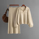 Aster Premium Woolen Coord Set - Sweater with Skirt - flat-lay shot on hangers, beige - Miss Mosa By Akanksha