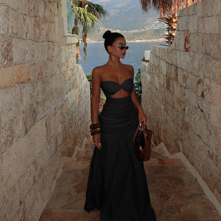 Astrid Bodycon Maxi Dress - full-length shot, black - Miss Mosa By Akanksha