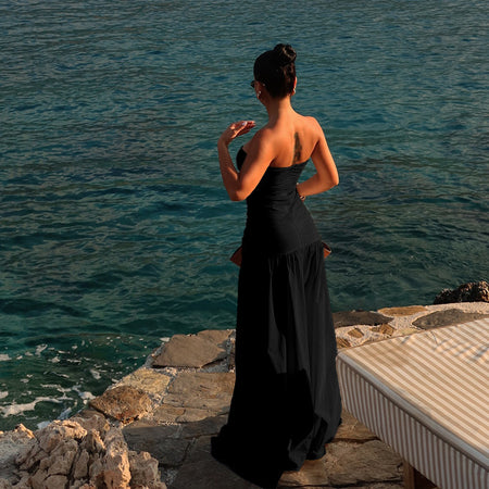 Astrid Bodycon Maxi Dress - back shot, black - Miss Mosa By Akanksha
