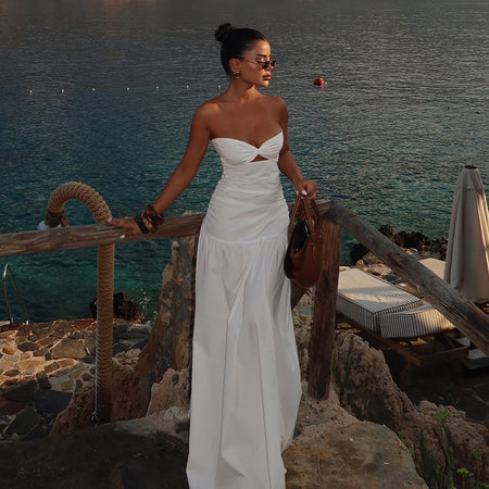 Astrid Bodycon Maxi Dress - full-length shot, white - Miss Mosa By Akanksha