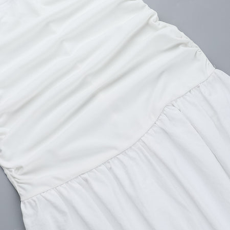 Astrid Bodycon Maxi Dress - fabric detail shot, white - Miss Mosa By Akanksha