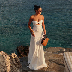 Astrid Bodycon Maxi Dress - full-length shot, white - Miss Mosa By Akanksha