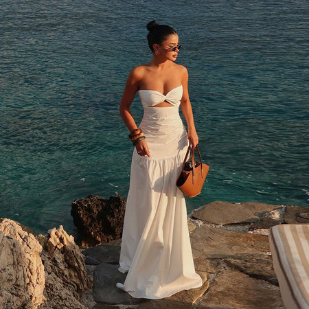 Astrid Bodycon Maxi Dress - full-length shot, white - Miss Mosa By Akanksha