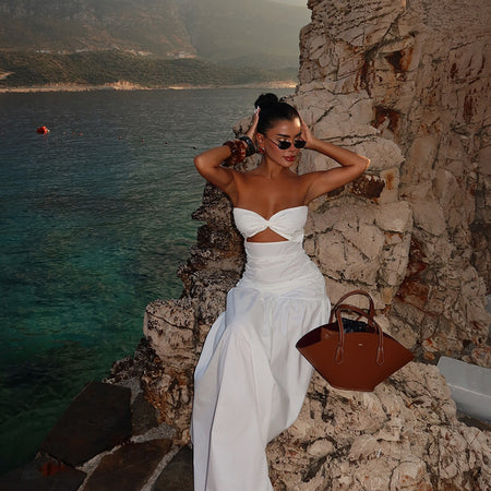 Astrid Bodycon Maxi Dress - full-length shot, white - Miss Mosa By Akanksha