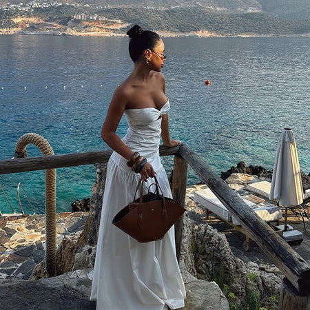 Astrid Bodycon Maxi Dress - back shot, white - Miss Mosa By Akanksha