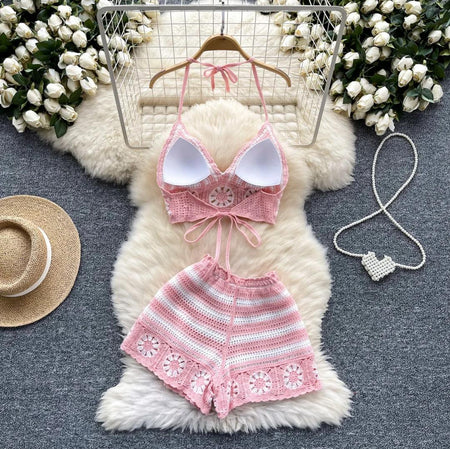Athena 2 Piece Coord Set Resortwear In Pink - flat-lay product shot - Miss Mosa By Akanksha