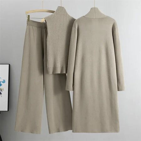 Aubrey Luxe Winter Coord Set with Cape - flat-lay shot of three piece set, grey - Miss Mosa By Akanksha