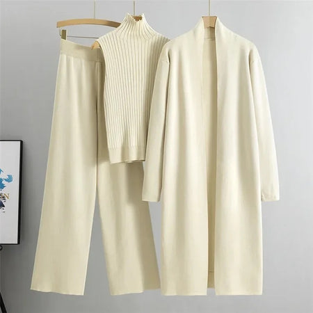 Aubrey Luxe Winter Coord Set with Cape - flat-lay shot of three piece set, off white - Miss Mosa By Akanksha