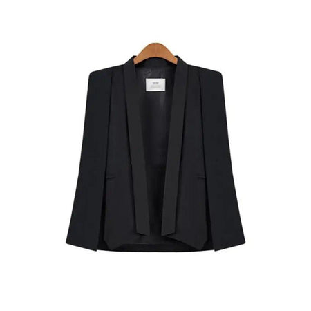 Aurora Cape Blazer in White and Black - front shot on hanger, black - Miss Mosa By Akanksha