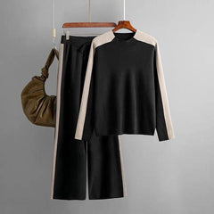 Ausha Knitted Coord Set - styled flat-lay shot, black - Miss Mosa By Akanksha