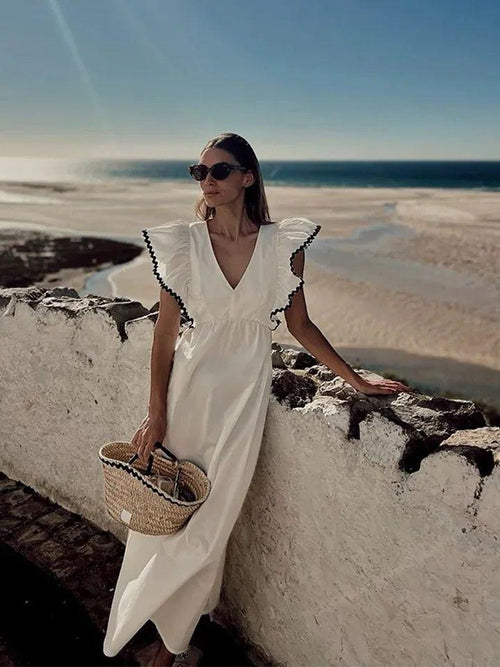 women vacation dresses PRETTYGARDEN Summer for Sundresses Sleeveless V Neck Eye linen blend Lemons Wholesale Maxi Summer Dresses