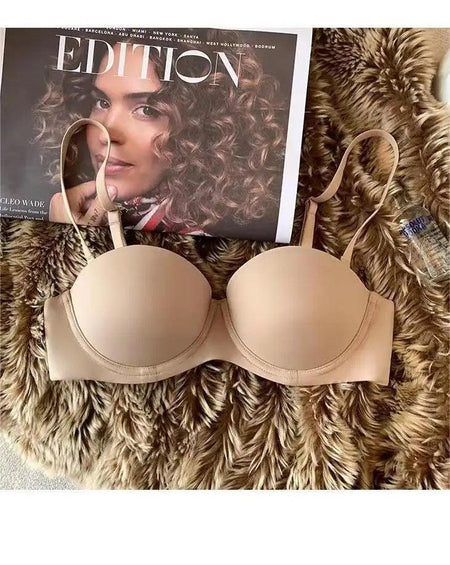 Austin Seamless Pushup Bralettes - styled flat-lay shot, beige - Miss Mosa By Akanksha
