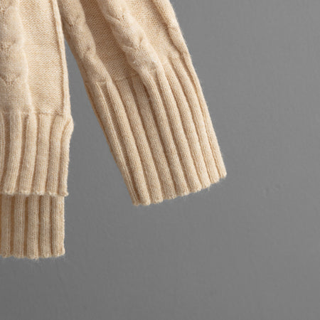 Avani Woolen Coord Set - sleeve detail shot, beige - Miss Mosa By Akanksha