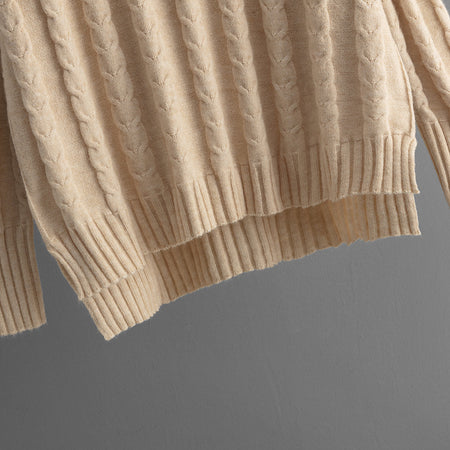 Avani Woolen Coord Set - hem detail shot, beige - Miss Mosa By Akanksha