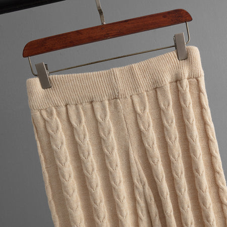Avani Woolen Coord Set - hem detail shot, beige - Miss Mosa By Akanksha