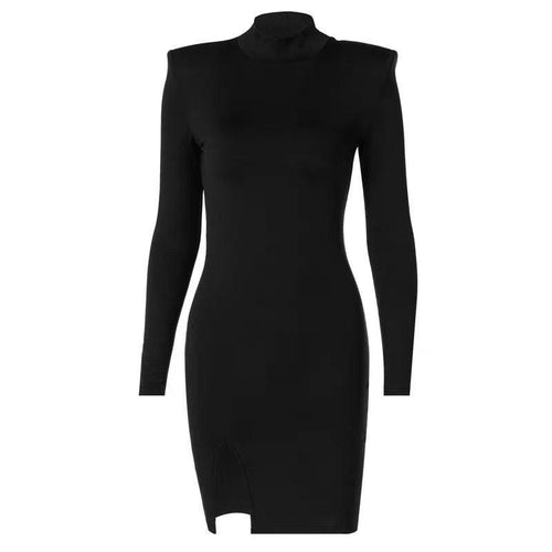 Azizi Bodycon High Neck Dress In Black