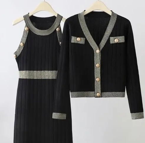 Azure Set of Dress and Cape In Black