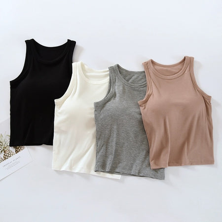 Rosalie Tank Tops with Inbuilt Bra In White