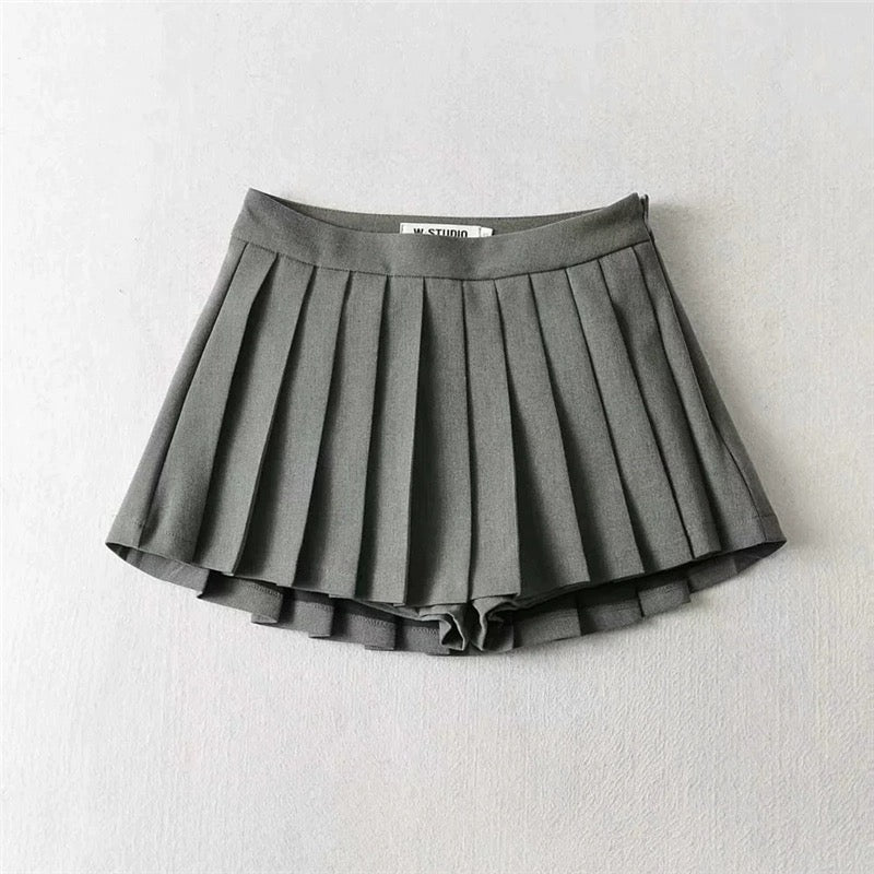 Tenniscore Trendy Short Skirts In Grey