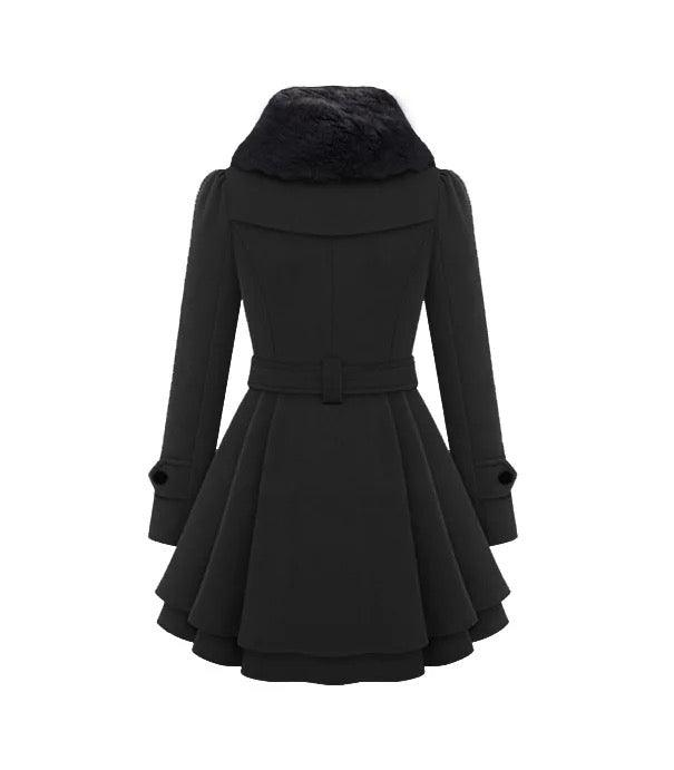 Buy Terra Fur Detailed Double Breasted Overcoat for Women