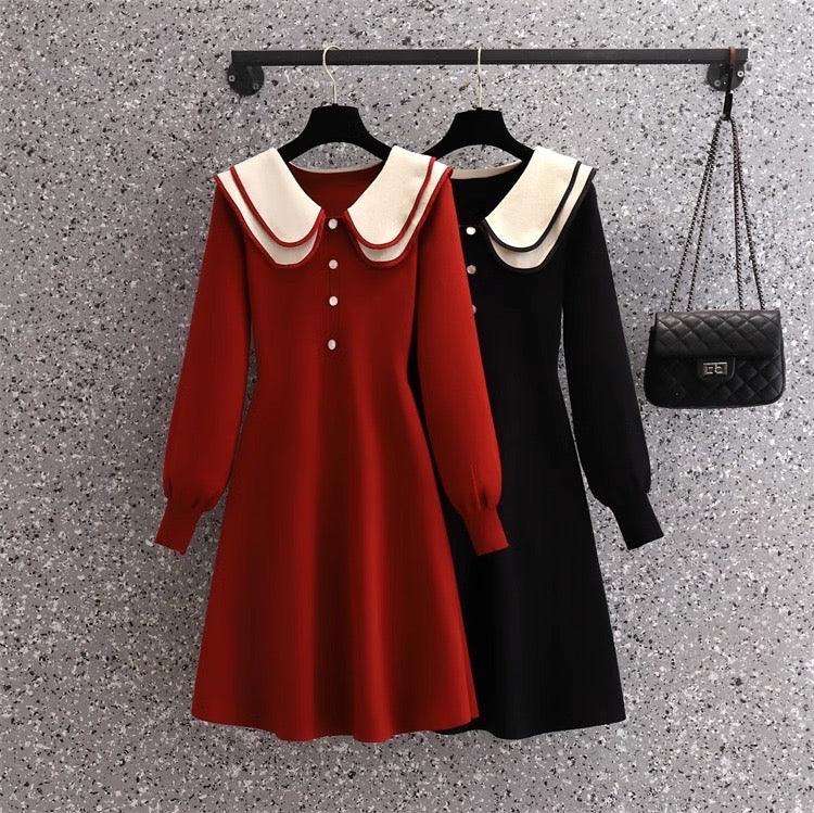 Jasper Doll Collar Knitted Dress - Alamode By Akanksha