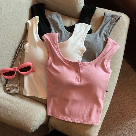 Maria Tank Tops with Inbuilt Bra In Pink