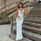 Yazu Rosette Premium Maxi Dress in White - Alamode By Akanksha