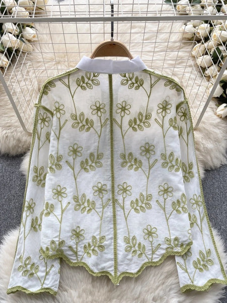 Andrew Embroidered Cotton Shirt In Green